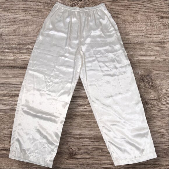 Vintage Victorias Secret Gold Label Pajama Set Lace White Satin Modest Large - Picture 8 of 11